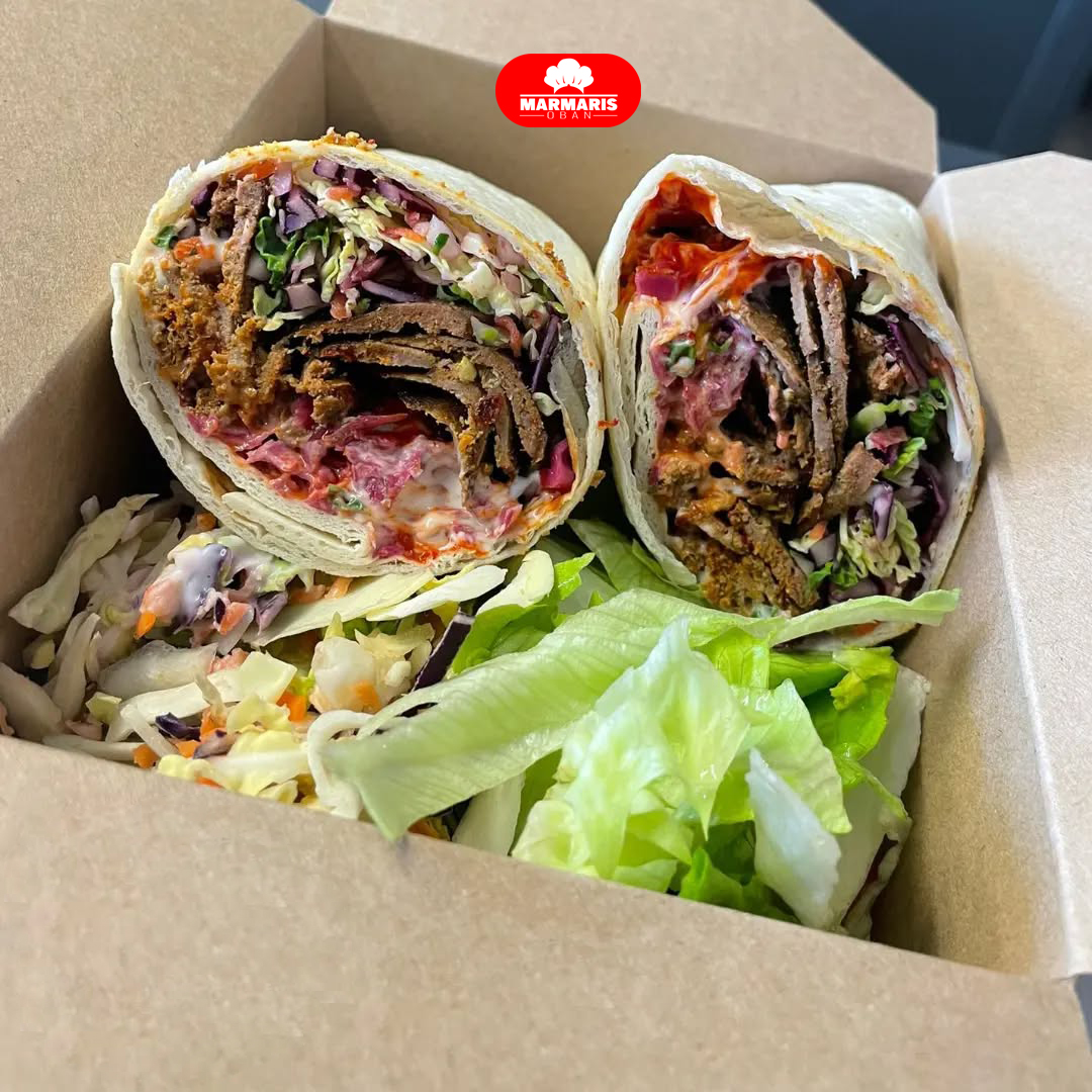 Fresh wrap filled with grilled meat, and crisp vegetables Marmaris Oban Takeaway